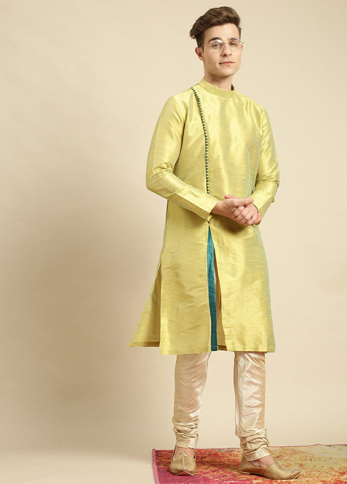 Yellow Woven Silk Solid Kurta VDSAN210131 - Indian Silk House Agencies