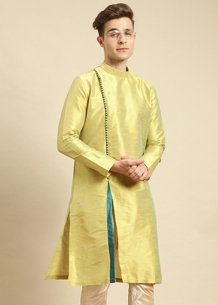 Yellow Woven Silk Solid Kurta VDSAN210131 - Indian Silk House Agencies