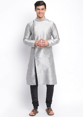 Silver Solid Silk Kurta VDSAN040465 - Indian Silk House Agencies