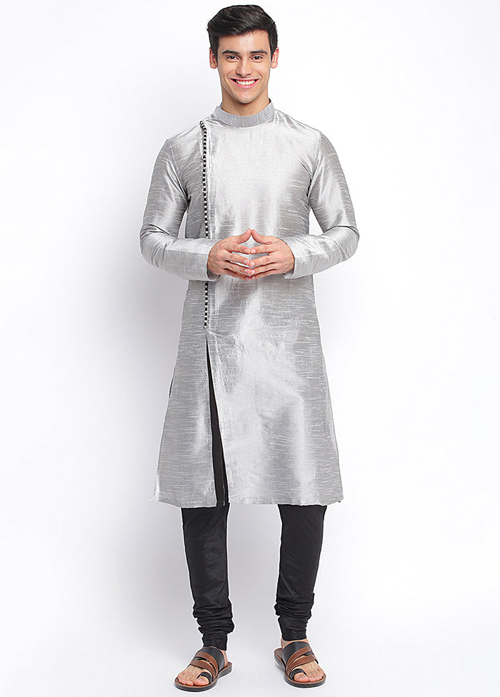 Silver Solid Silk Kurta VDSAN040465 - Indian Silk House Agencies