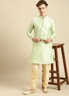 Light Green Woven Jacquard Woven Kurta VDSAN210133 - Indian Silk House Agencies