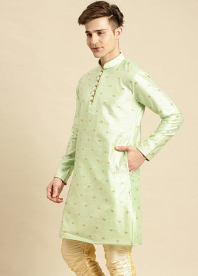 Light Green Woven Jacquard Woven Kurta VDSAN210133 - Indian Silk House Agencies