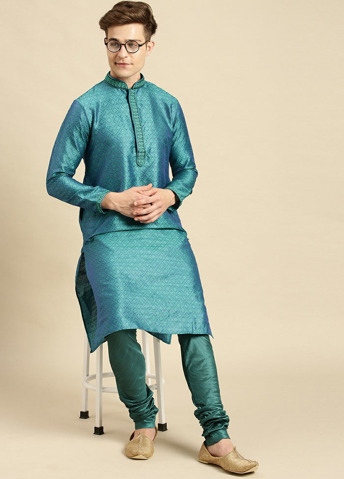 Firozi Woven Jacquard Woven Kurta VDSAN210137 - Indian Silk House Agencies