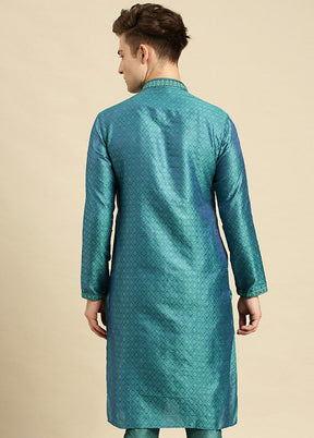 Firozi Woven Jacquard Woven Kurta VDSAN210137 - Indian Silk House Agencies