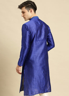 Ink Blue Woven Jacquard Woven Kurta VDSAN210141 - Indian Silk House Agencies