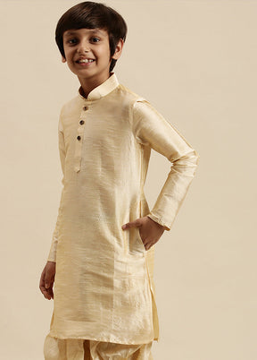 Beige Silk Solid Kurta - Indian Silk House Agencies