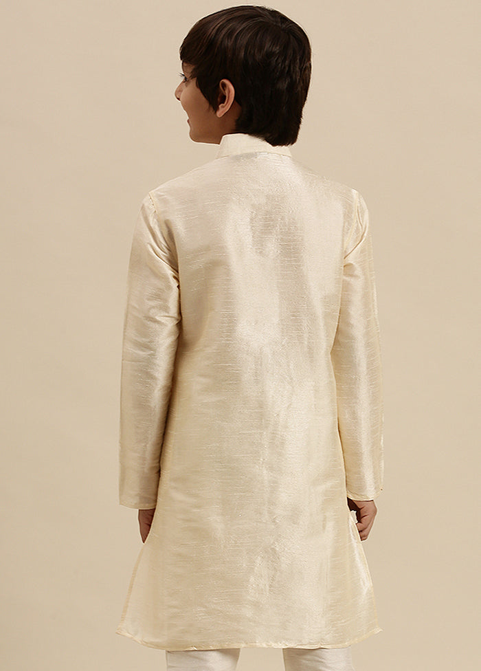 Cream Silk Solid Kurta - Indian Silk House Agencies