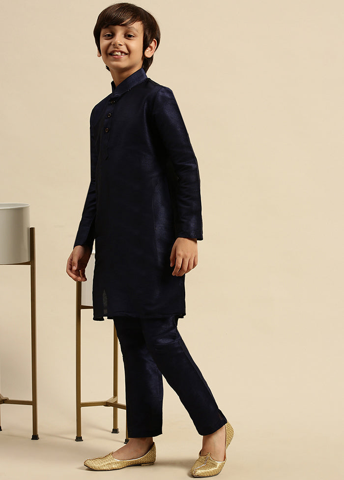 Blue Silk Solid Kurta - Indian Silk House Agencies