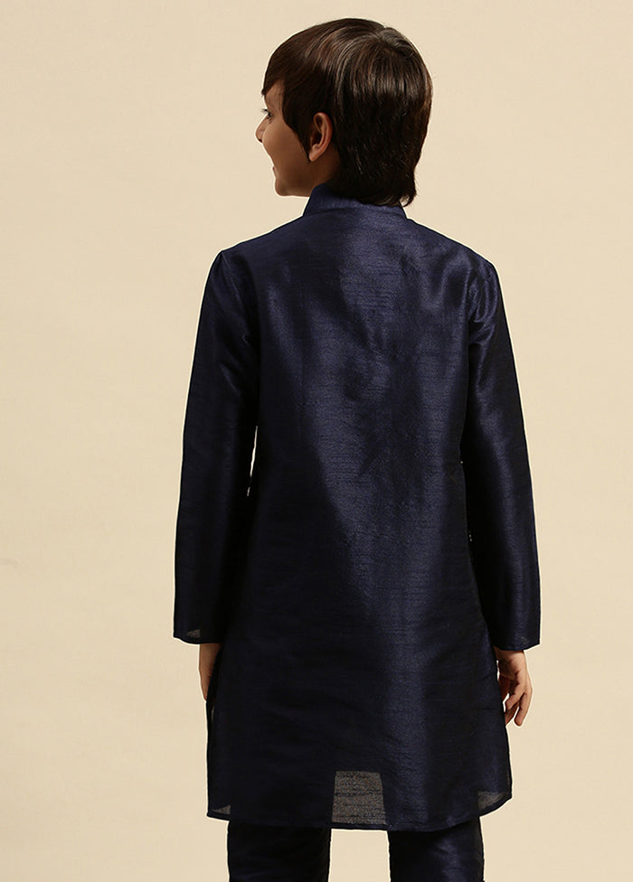 Blue Silk Solid Kurta - Indian Silk House Agencies