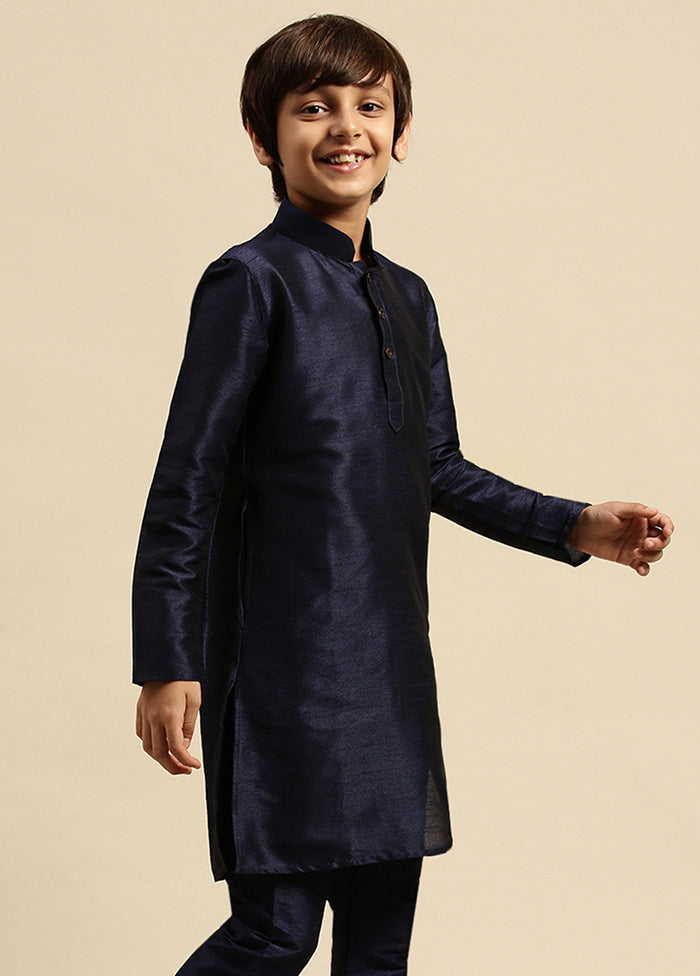 Blue Silk Solid Kurta - Indian Silk House Agencies