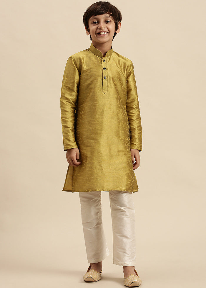 Mustard Silk Solid Kurta - Indian Silk House Agencies