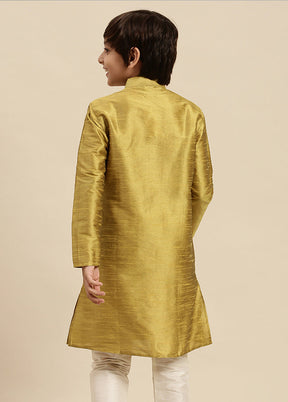 Mustard Silk Solid Kurta - Indian Silk House Agencies