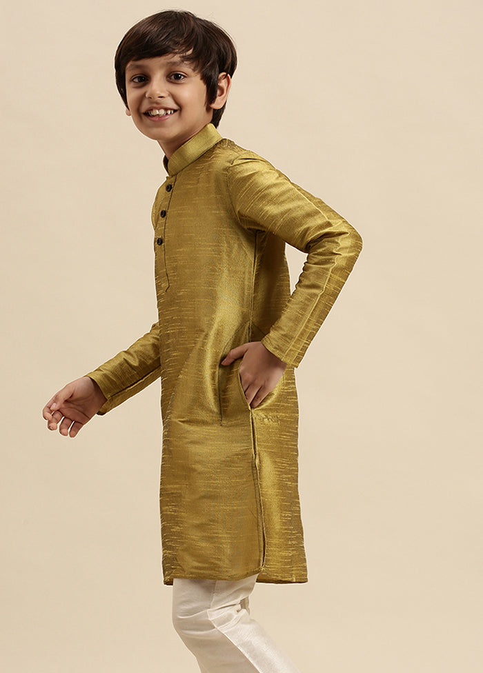 Mustard Silk Solid Kurta - Indian Silk House Agencies