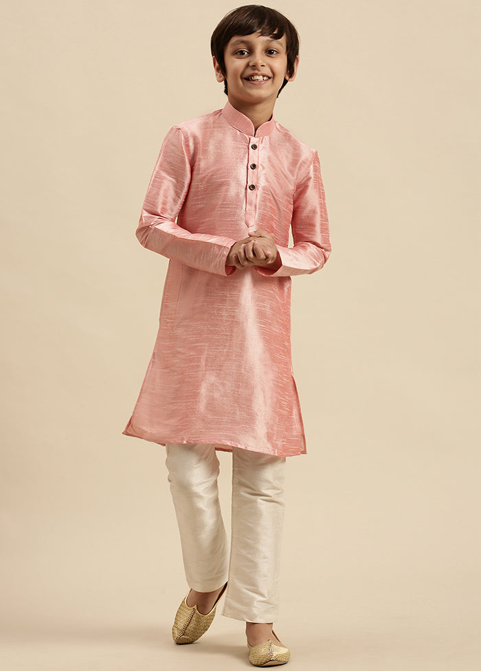 Pink Silk Solid Kurta - Indian Silk House Agencies