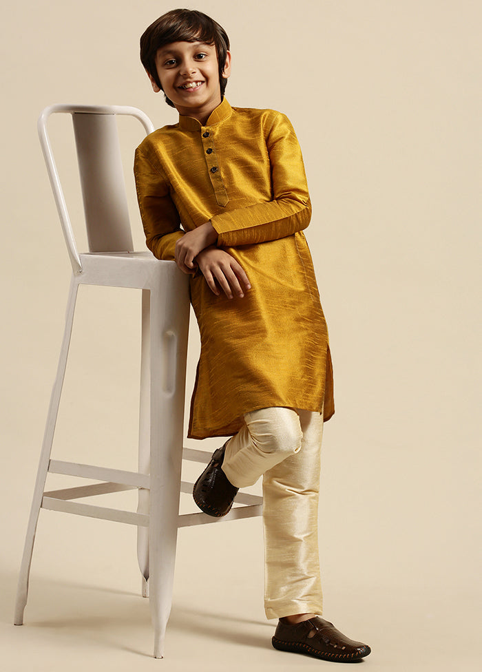 Golden Silk Solid Kurta - Indian Silk House Agencies