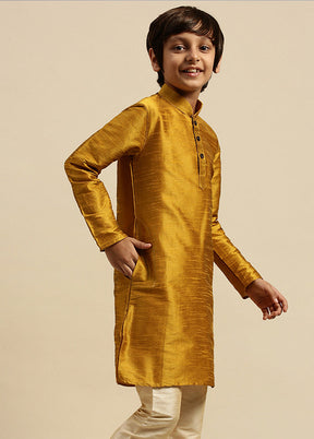 Golden Silk Solid Kurta - Indian Silk House Agencies