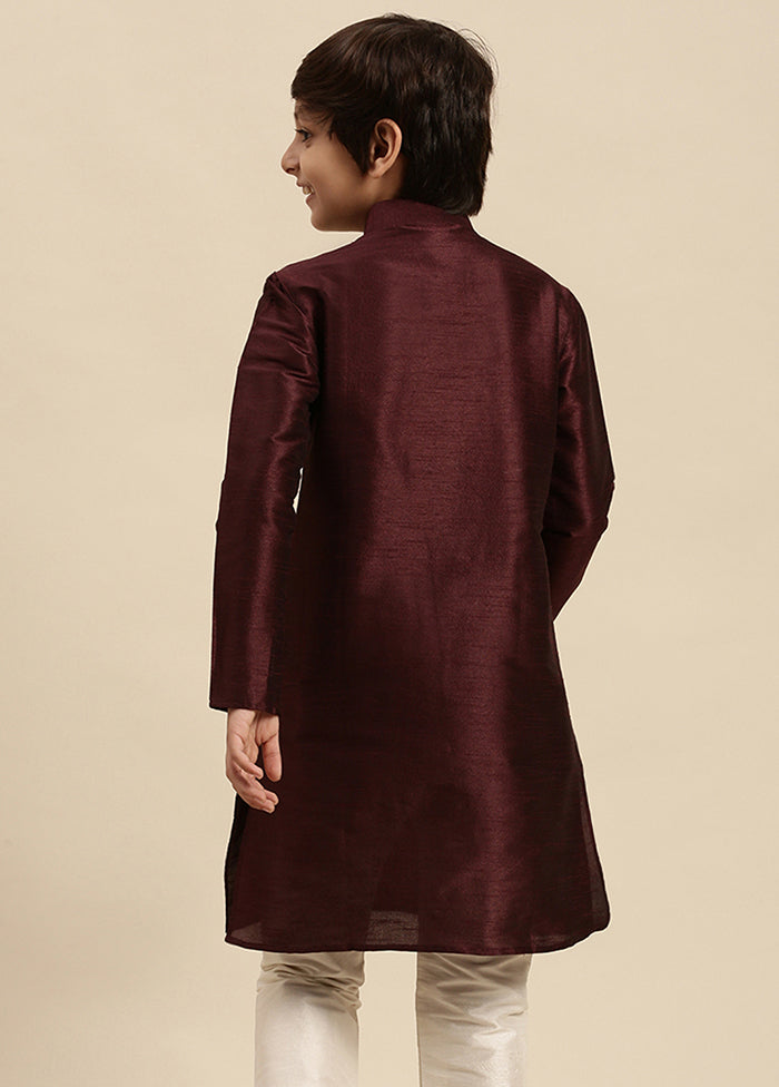 Wine Silk Solid Kurta - Indian Silk House Agencies