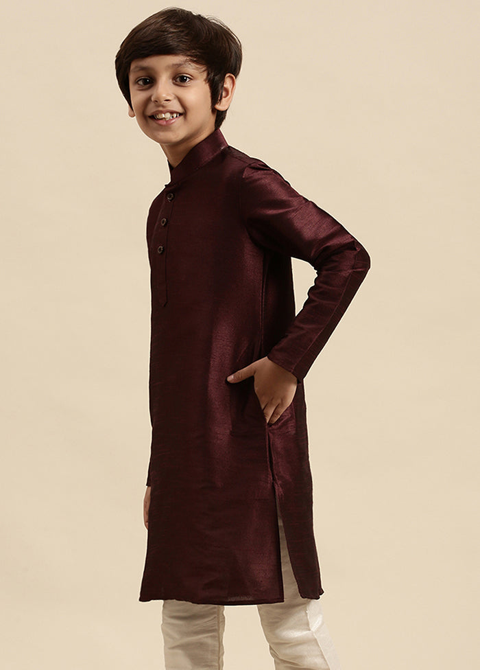 Wine Silk Solid Kurta - Indian Silk House Agencies