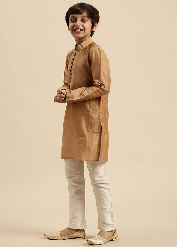 Beige Silk Solid Kurta - Indian Silk House Agencies