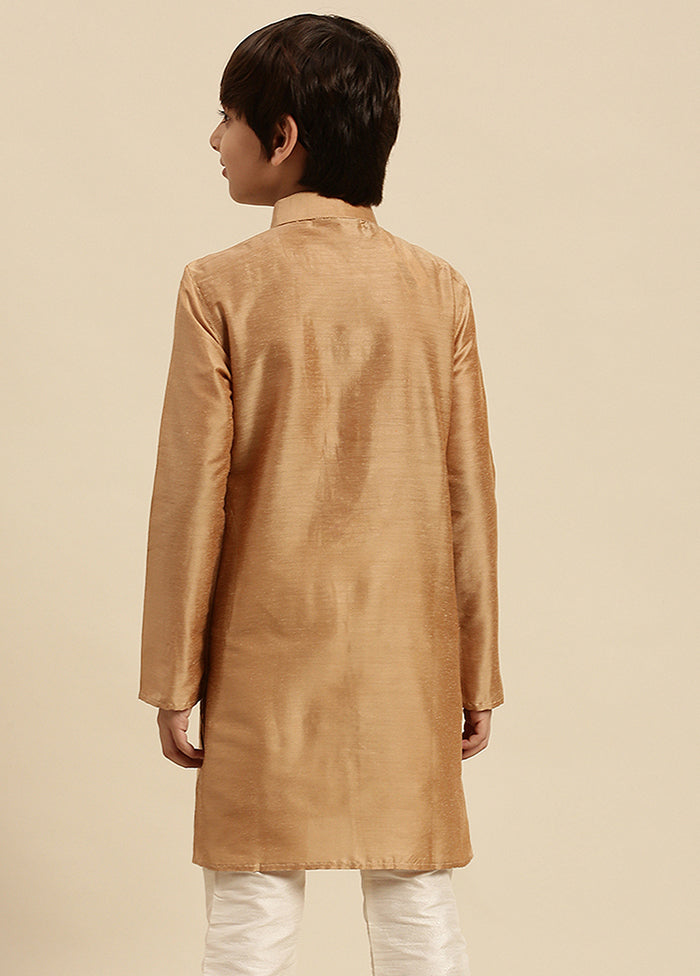 Beige Silk Solid Kurta - Indian Silk House Agencies