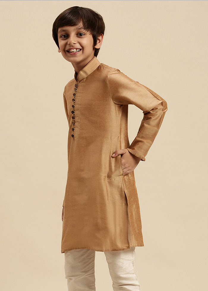 Beige Silk Solid Kurta - Indian Silk House Agencies