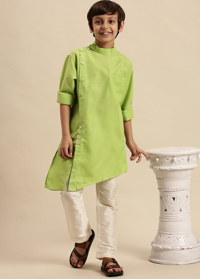 Green Cotton Solid Kurta - Indian Silk House Agencies