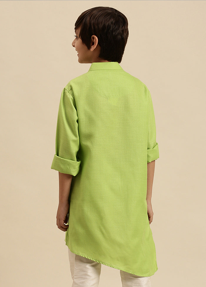 Green Cotton Solid Kurta - Indian Silk House Agencies