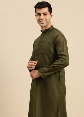 Bottle Green Cotton Kurta And Pajama Set VDSAN2812388 - Indian Silk House Agencies