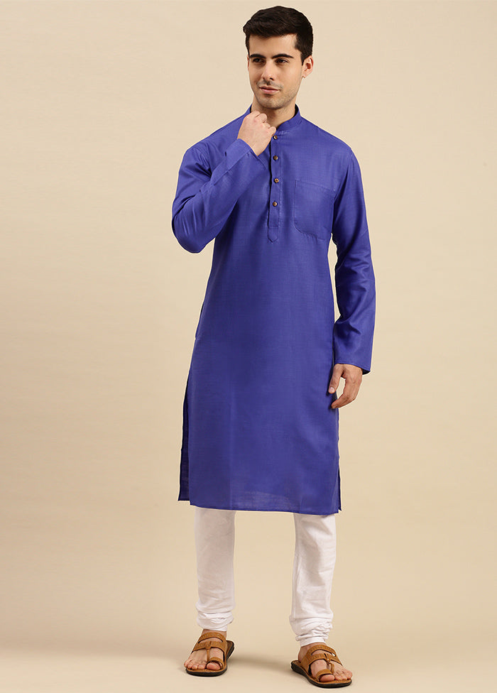 Blue Cotton Kurta And Pajama Set VDSAN2812390 - Indian Silk House Agencies