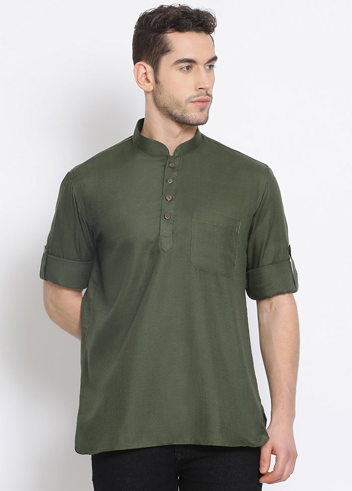 Green Solid Cotton Kurta VDSAN05042024 - Indian Silk House Agencies