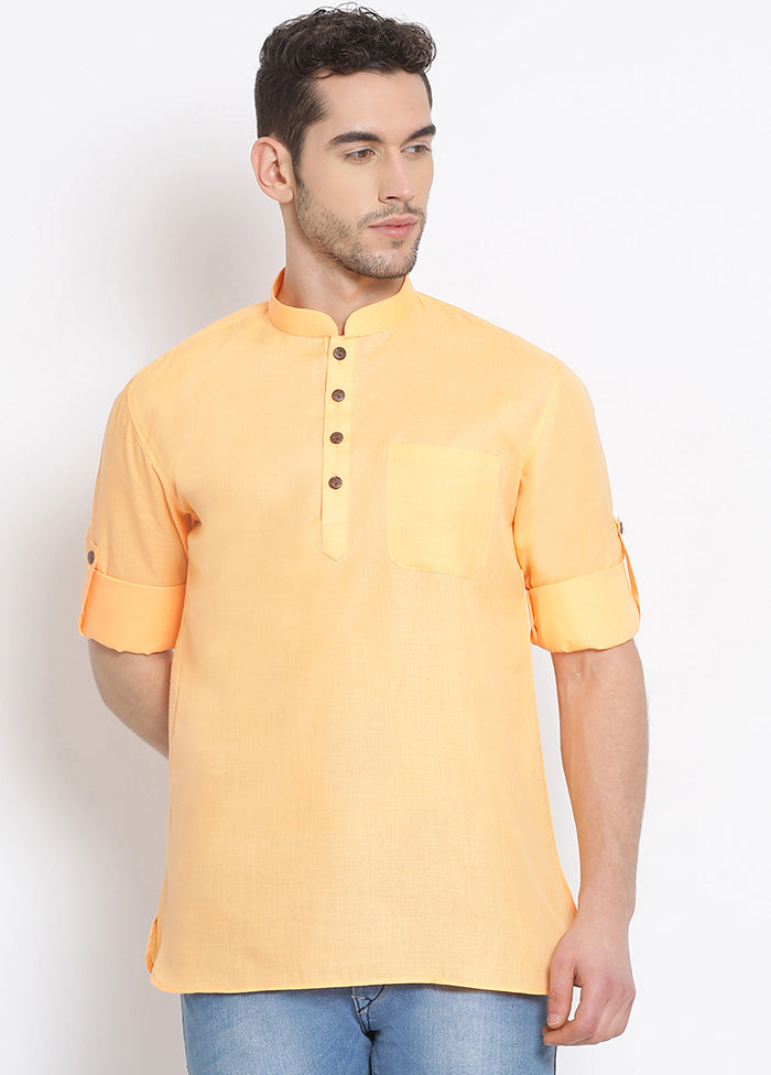 Peach Solid Cotton Kurta VDSAN05042025 - Indian Silk House Agencies