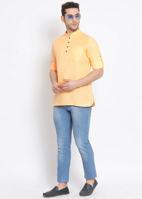 Peach Solid Cotton Kurta VDSAN05042025 - Indian Silk House Agencies