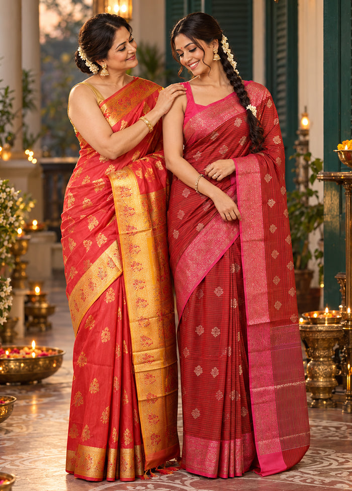 Shubhechha Duo – Red Baluchari & Red Cotton Sarees
