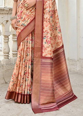 Coffee Tussar Silk Saree With Blouse Piece