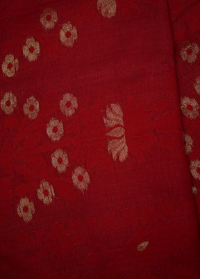 Red Tant Jamdani Saree Without Blouse Piece - Indian Silk House Agencies