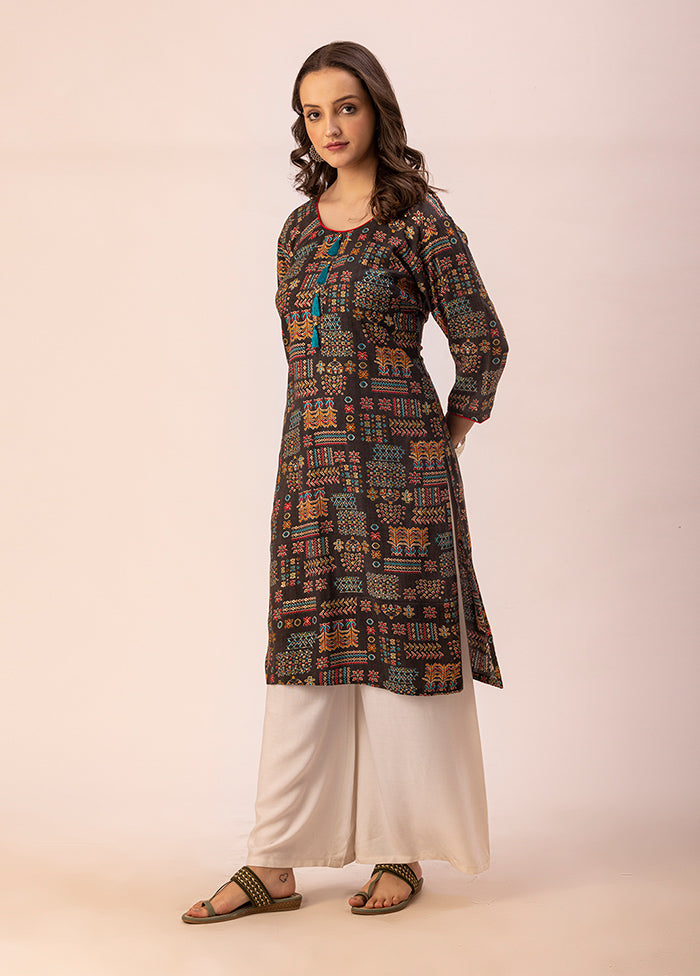 Dark Grey Readymade Rayon Kurti