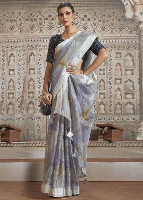 Violet Organza Saree With Blouse Piece - Indian Silk House Agencies