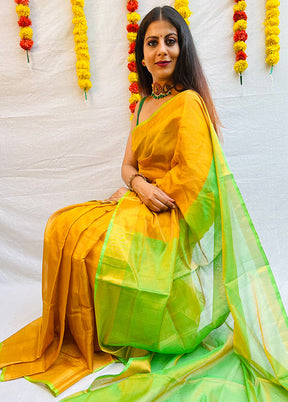 Mustard Uppada Tissue Silk Woven Saree With Blouse - Indian Silk House Agencies