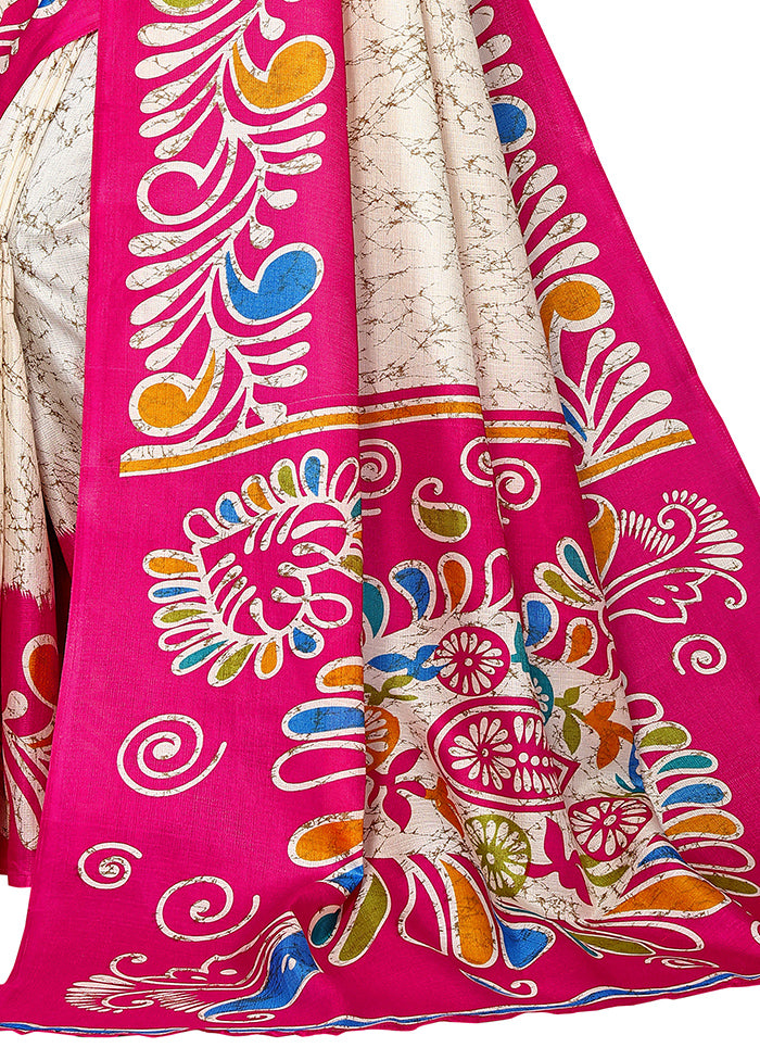 Pink Dupion Silk Saree With Blouse Piece