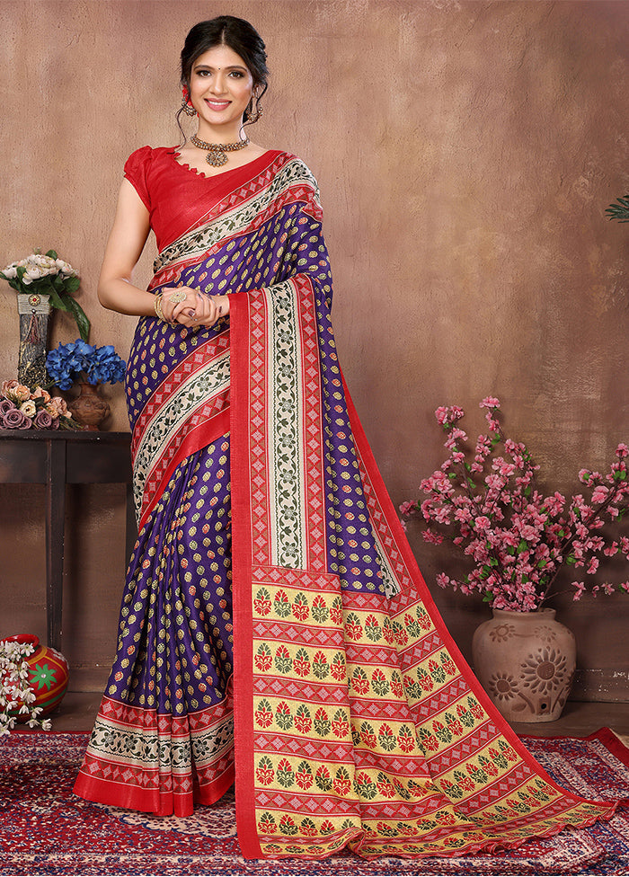 Voilet Dupion Silk Saree With Blouse Piece