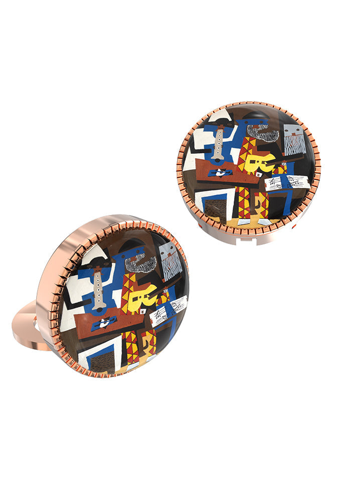 Pink Alloy Gunmetal Finish Cufflinks - Indian Silk House Agencies