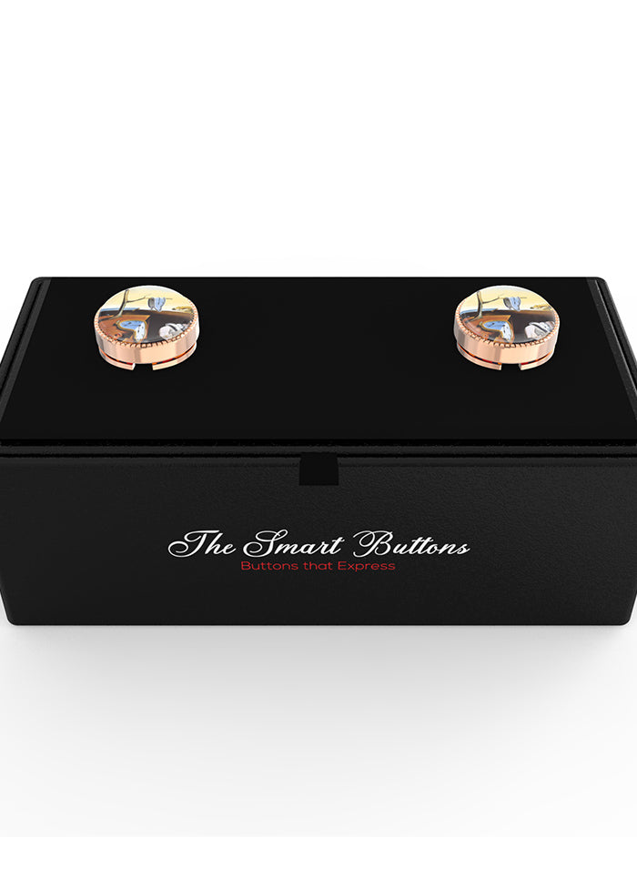 Pink Alloy Gunmetal Finish Cufflinks