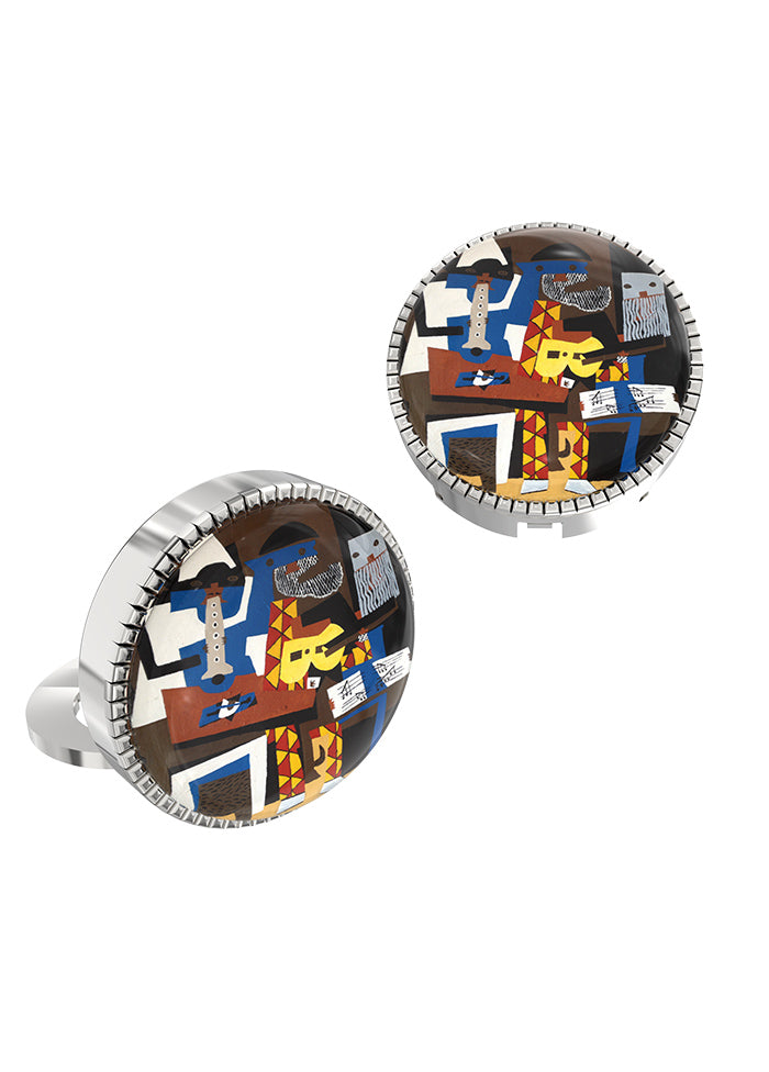 White Alloy Gunmetal Finish Cufflinks - Indian Silk House Agencies