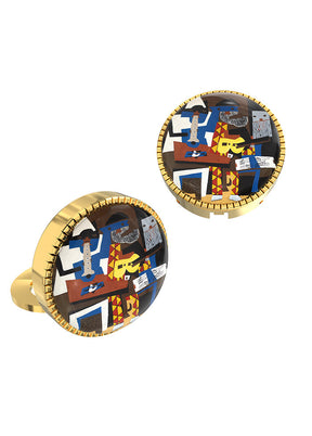 Yellow Alloy Gunmetal Finish Cufflinks