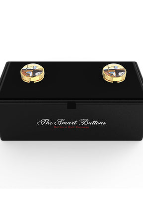 Yellow Alloy Gunmetal Finish Cufflinks - Indian Silk House Agencies