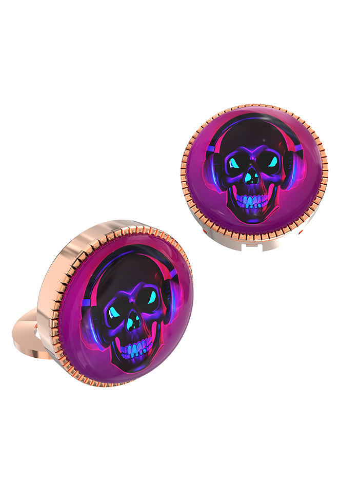 Pink Alloy Gunmetal Finish Cufflinks - Indian Silk House Agencies