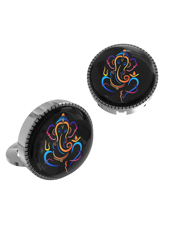 Black Alloy Gunmetal Finish Cufflinks - Indian Silk House Agencies