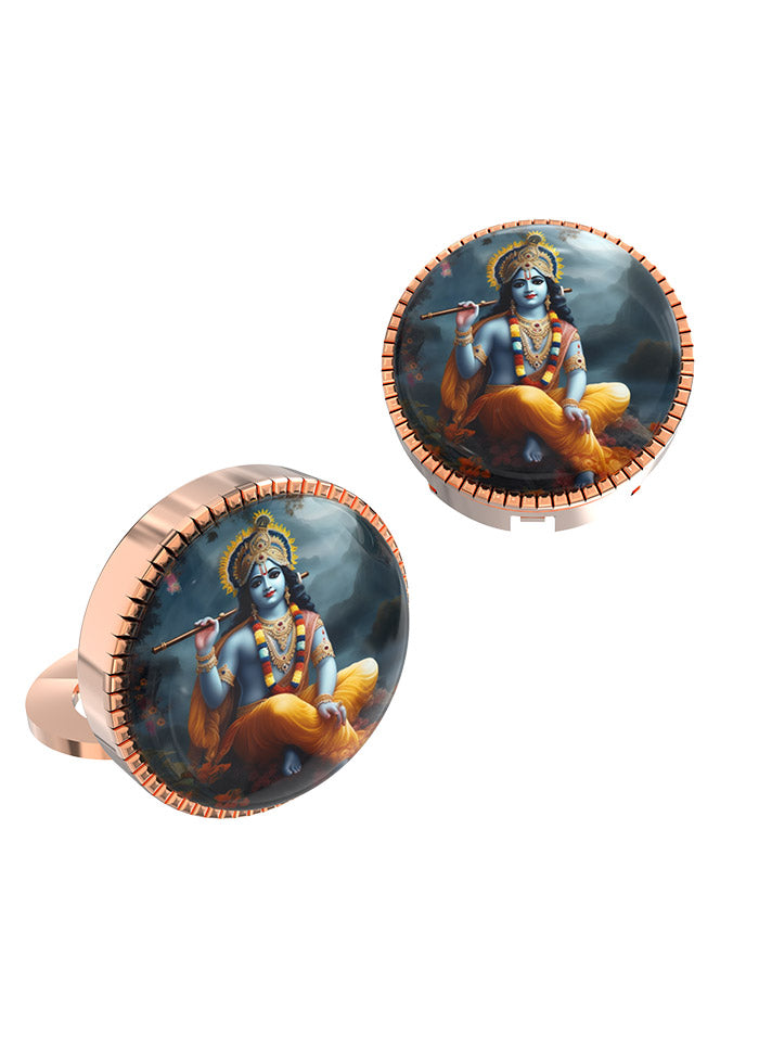 Pink Alloy Gunmetal Finish Cufflinks - Indian Silk House Agencies