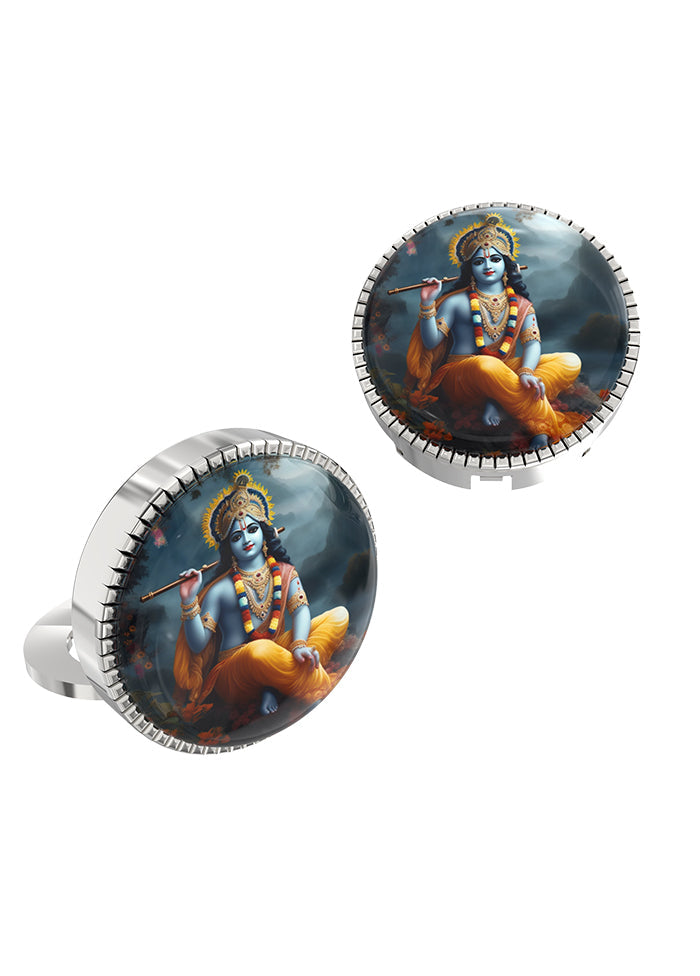 White Alloy Gunmetal Finish Cufflinks - Indian Silk House Agencies