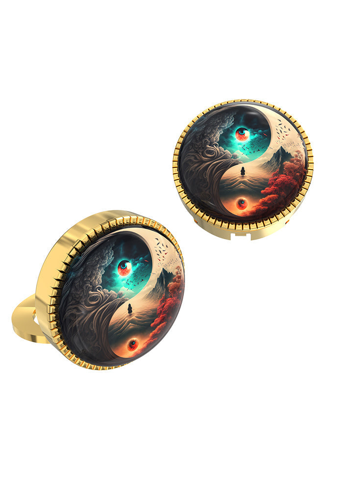 Yellow Alloy Gunmetal Finish Cufflinks - Indian Silk House Agencies